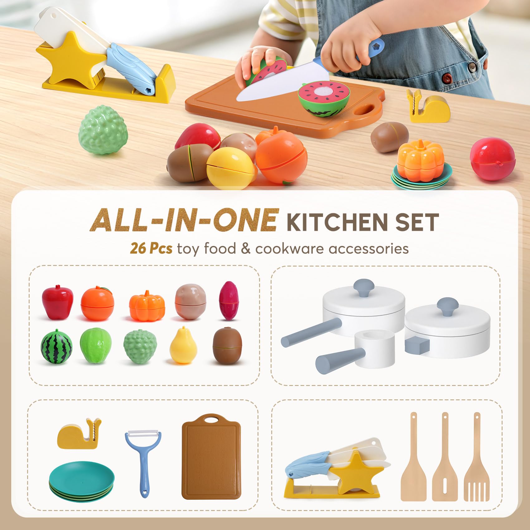 Wooden Kitchen Playset with Lights and Sounds