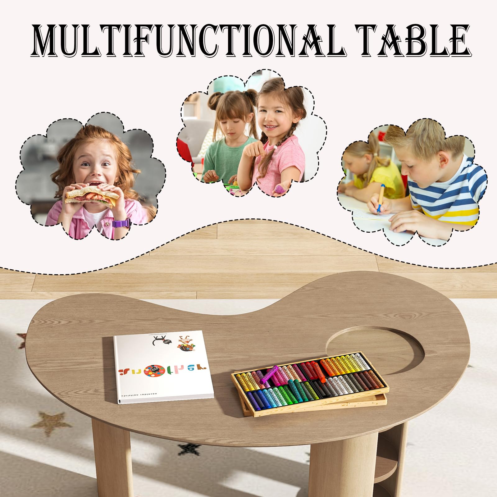 Kids Half Moon Activity Table with Storage