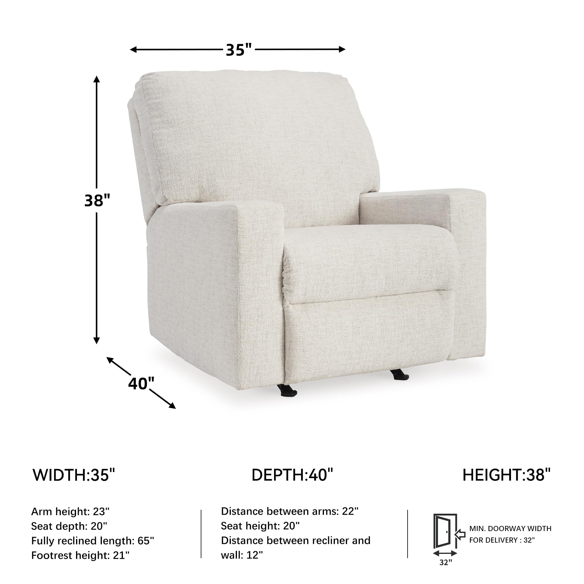 Manual Rocker Recliner Chair with Pull Tab