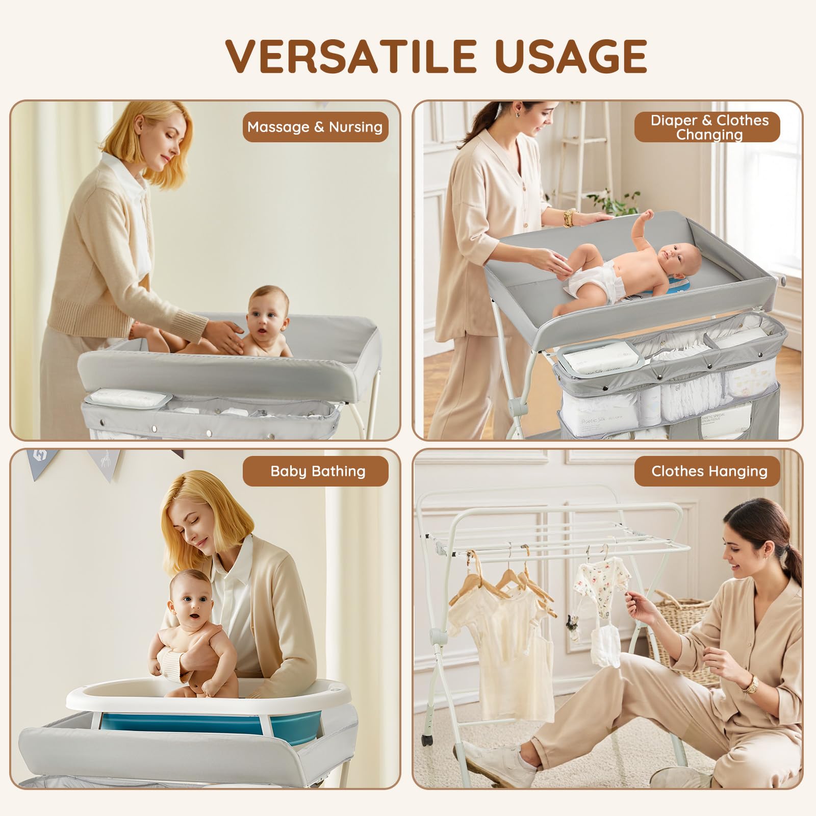 Portable Baby Changing Table with Wheels