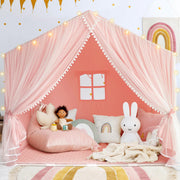 Princess Play Tent with Mat and Dual-Layer Curtain - Pink