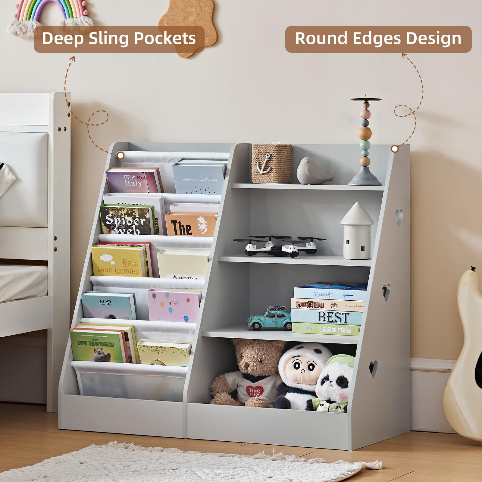 4 Tier Kids Bookshelf Storage Organizer