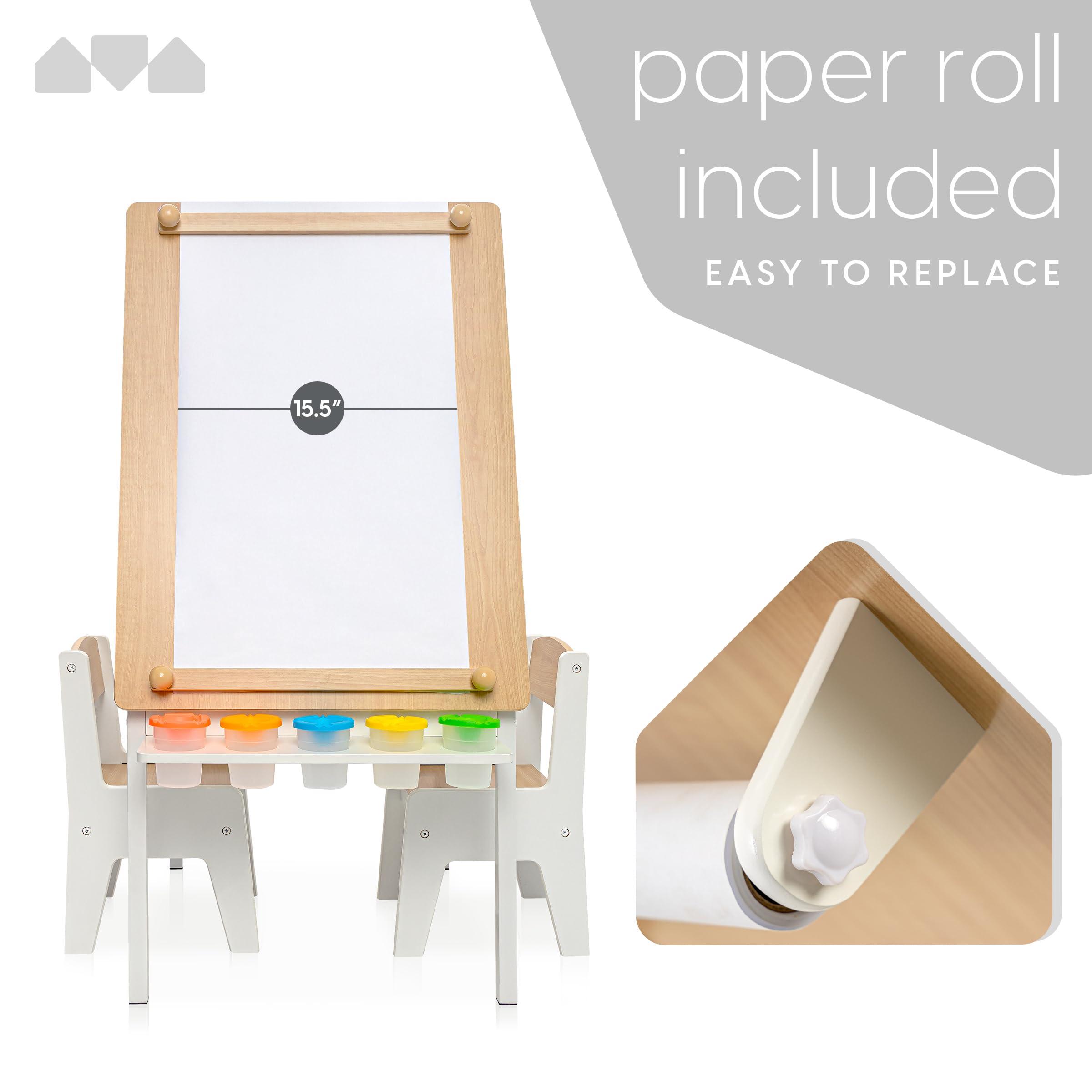 2-in-1 Kids Art Table and Chair Set with Storage and Easel
