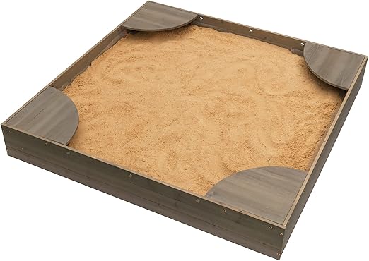 Wooden Backyard Sandbox with Built-in Corner Seating and Mesh Cover