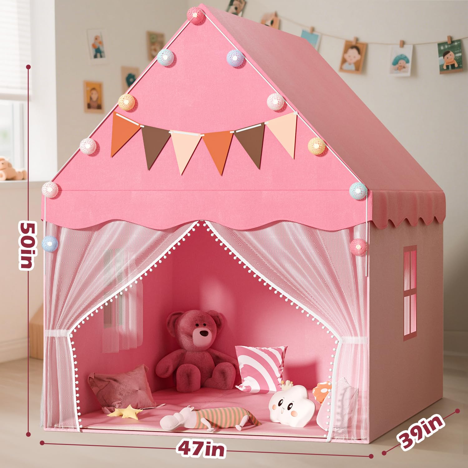 Kids Play Tent with Star Light, Padded Mat,Toddler Tent