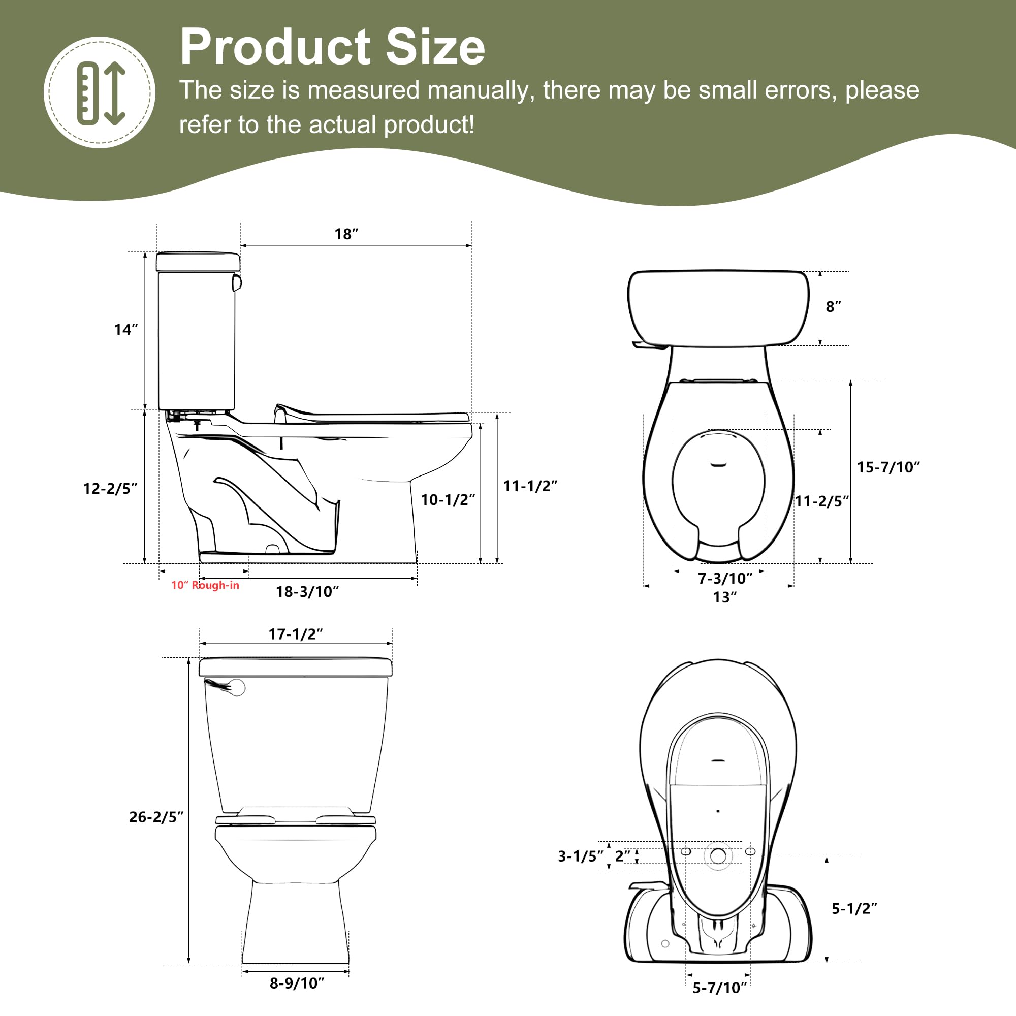 Simple Project Ceramic Toddler Potty Training Toilet.10.5"Seat Height Round Front Kids Toilet with Seat, 1.26GPF Powerful Quiet Flush Children Toilet for Bathroom, Kindergarten, Daycare Center