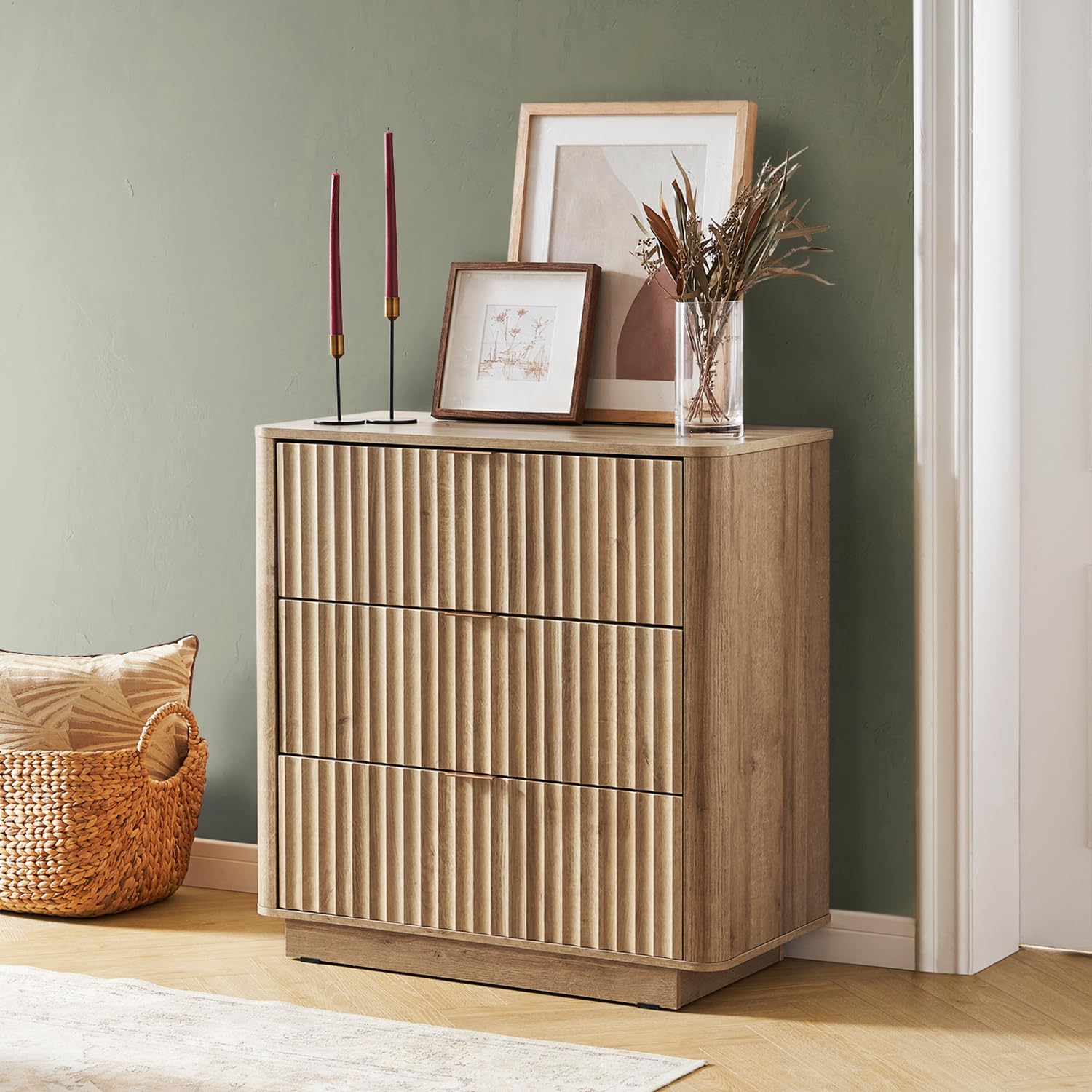 3 Drawer Dresser for Bedroom Wood Chest Organizer