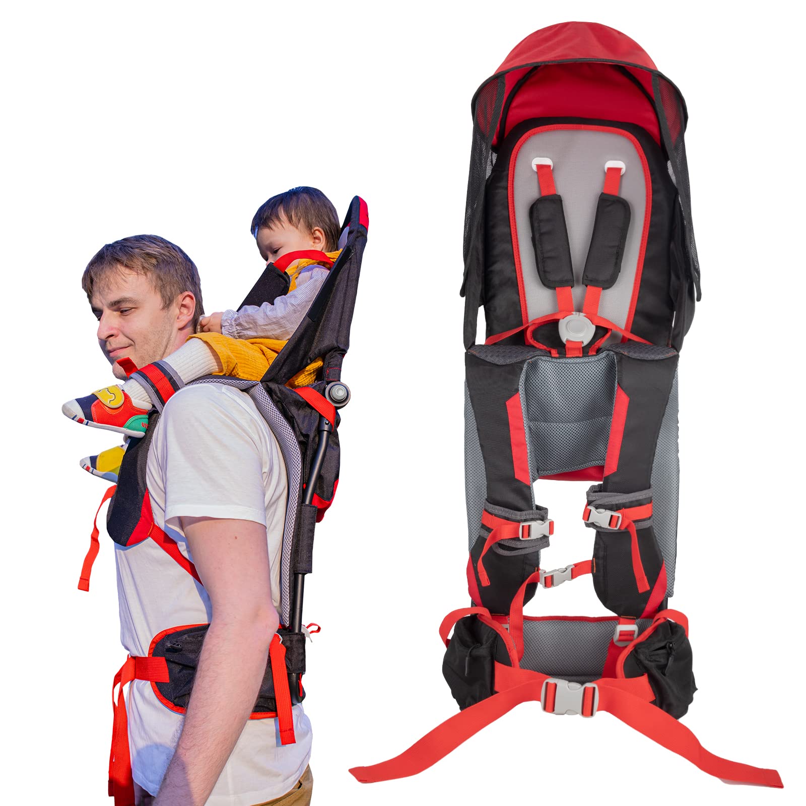 Baby Shoulder Carrier Baby Hiking Backpack Carrier with Rain Cover Sun Shade