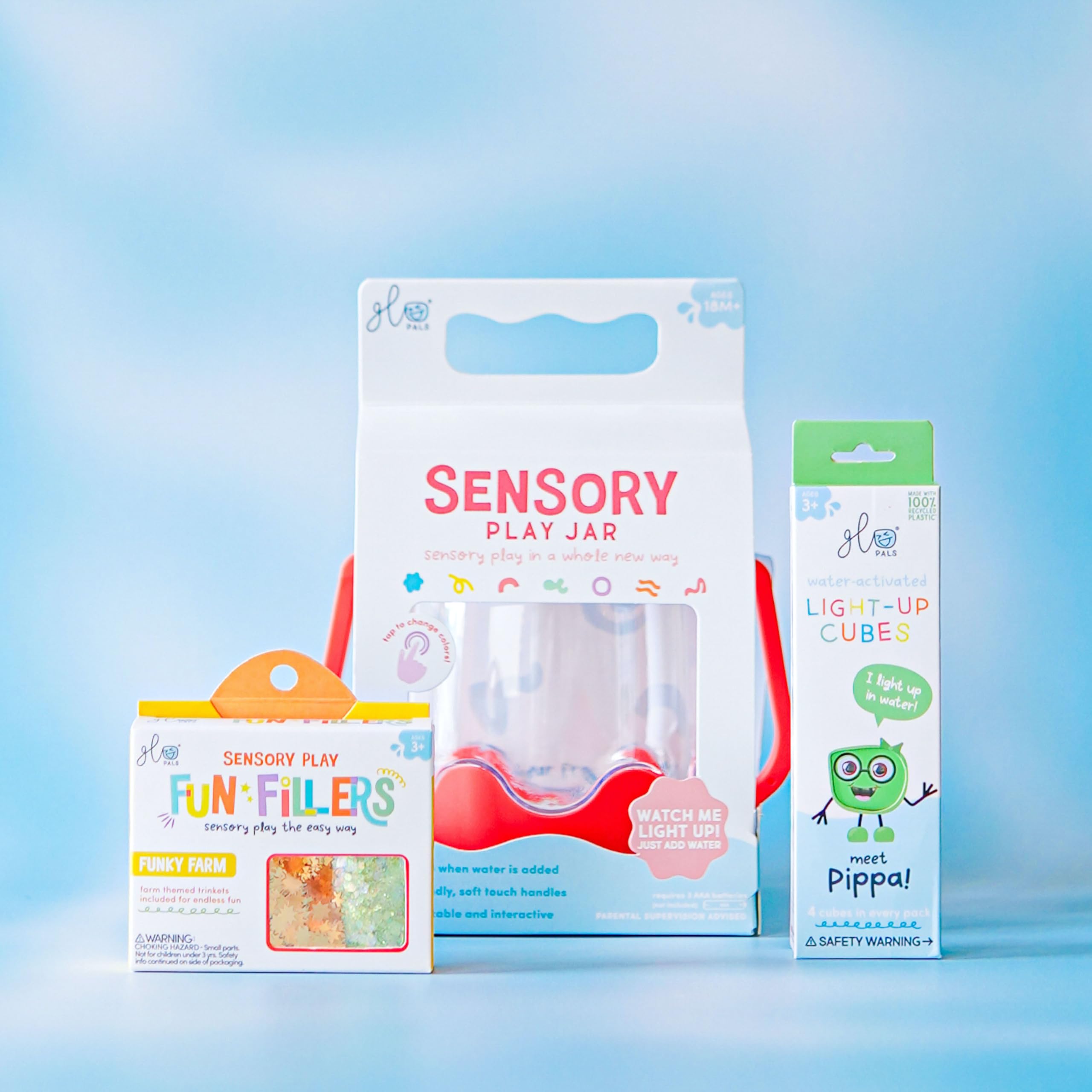 Sensory Play Pack Bundle with Sensory Play Jar, Light-Up Cubes