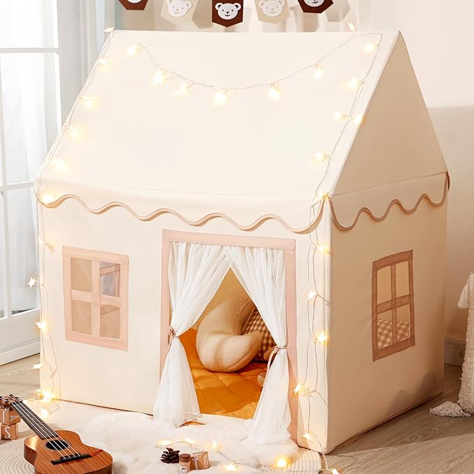 Kids Play Tent Indoor: Clubhouse Tent for Kids with Roll-up Door and Windows