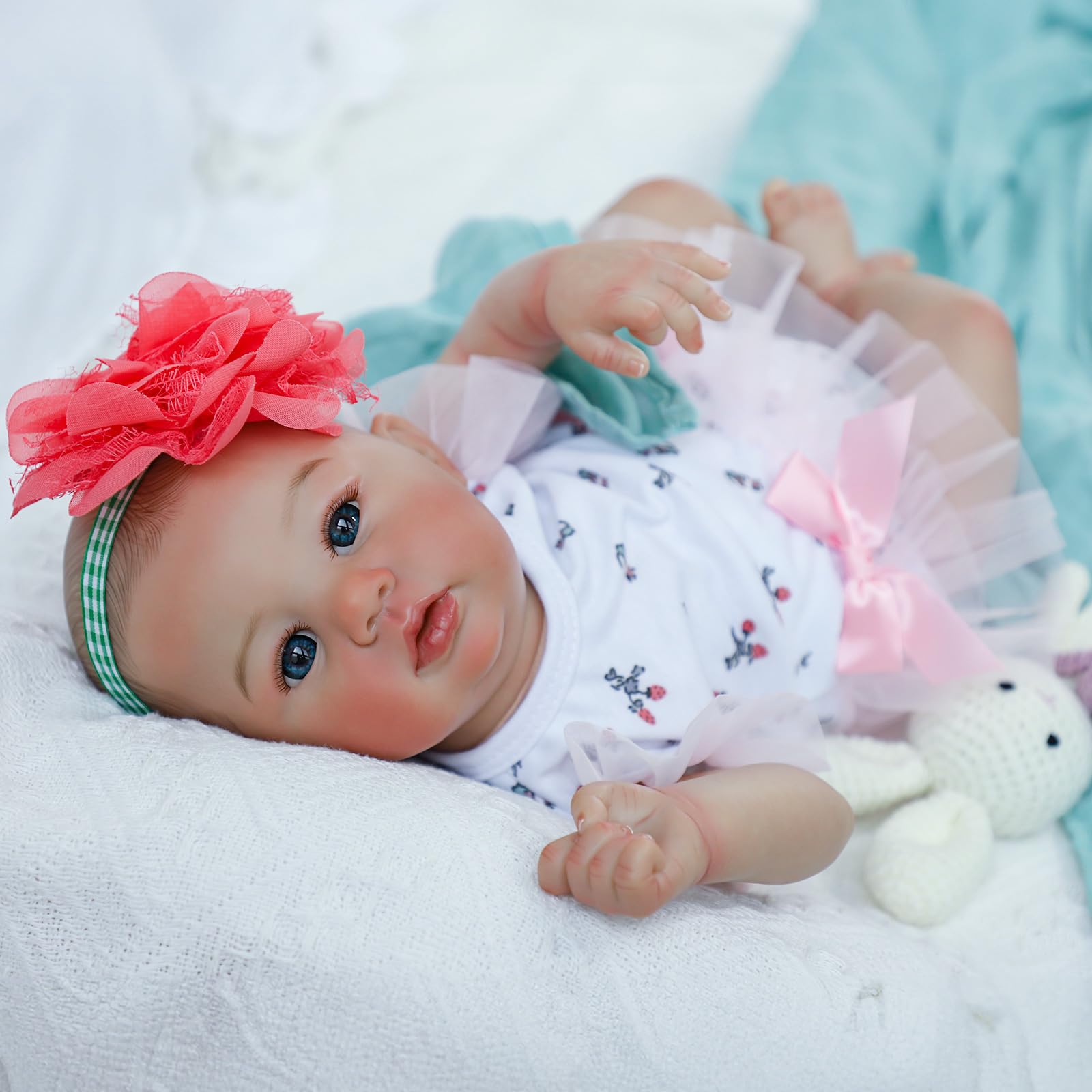 Realistic Reborn Baby Dolls, 18 Inch Lifelike Newborn Eyes Open Girl Real Life Soft Cloth Body