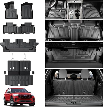 Ford Explorer Floor Mats Set with Cargo Liner and Backrest Mat