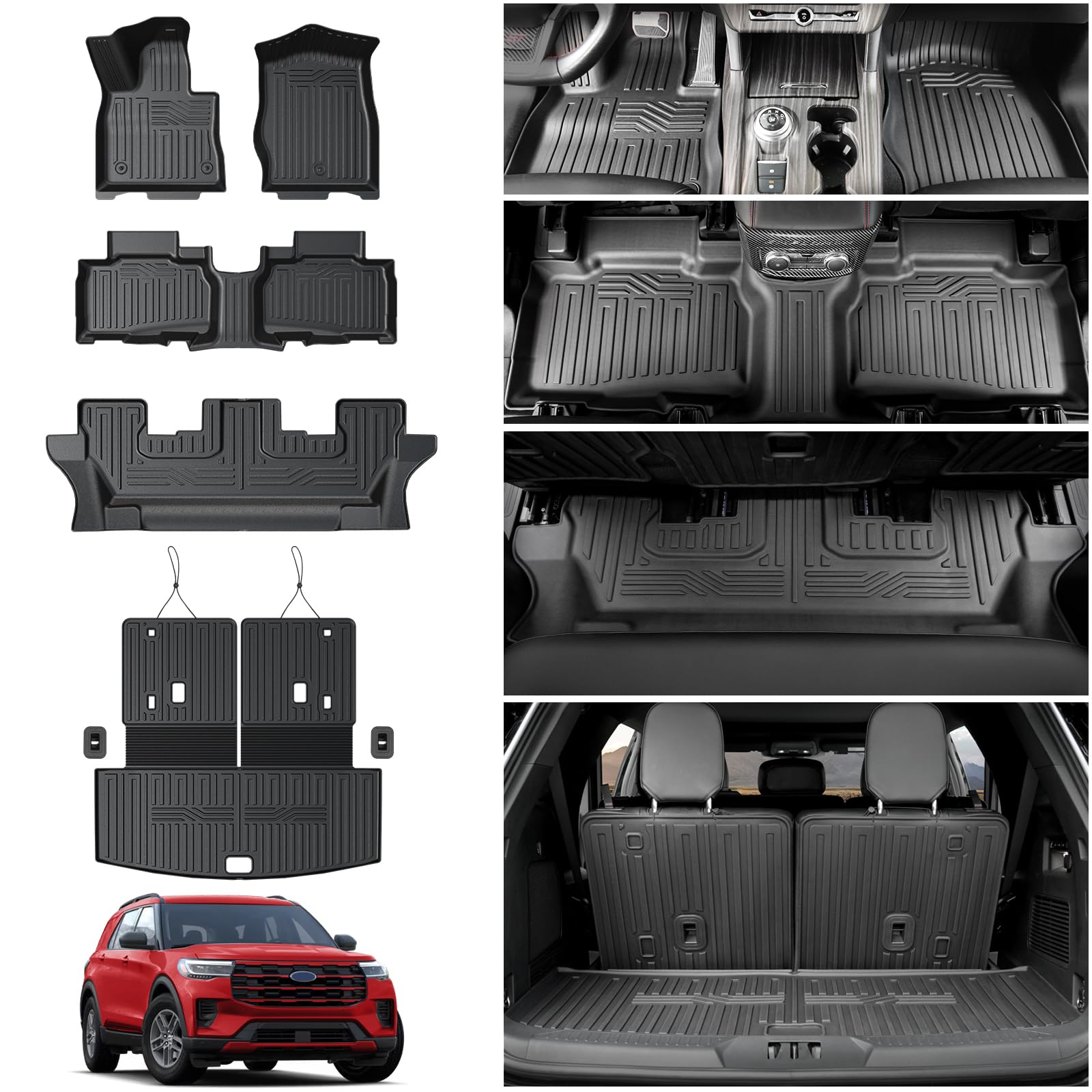 Ford Explorer Floor Mats Set with Cargo Liner and Backrest Mat
