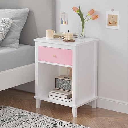 Kids Nightstand Modern Kids Bedside Table with One Drawer
