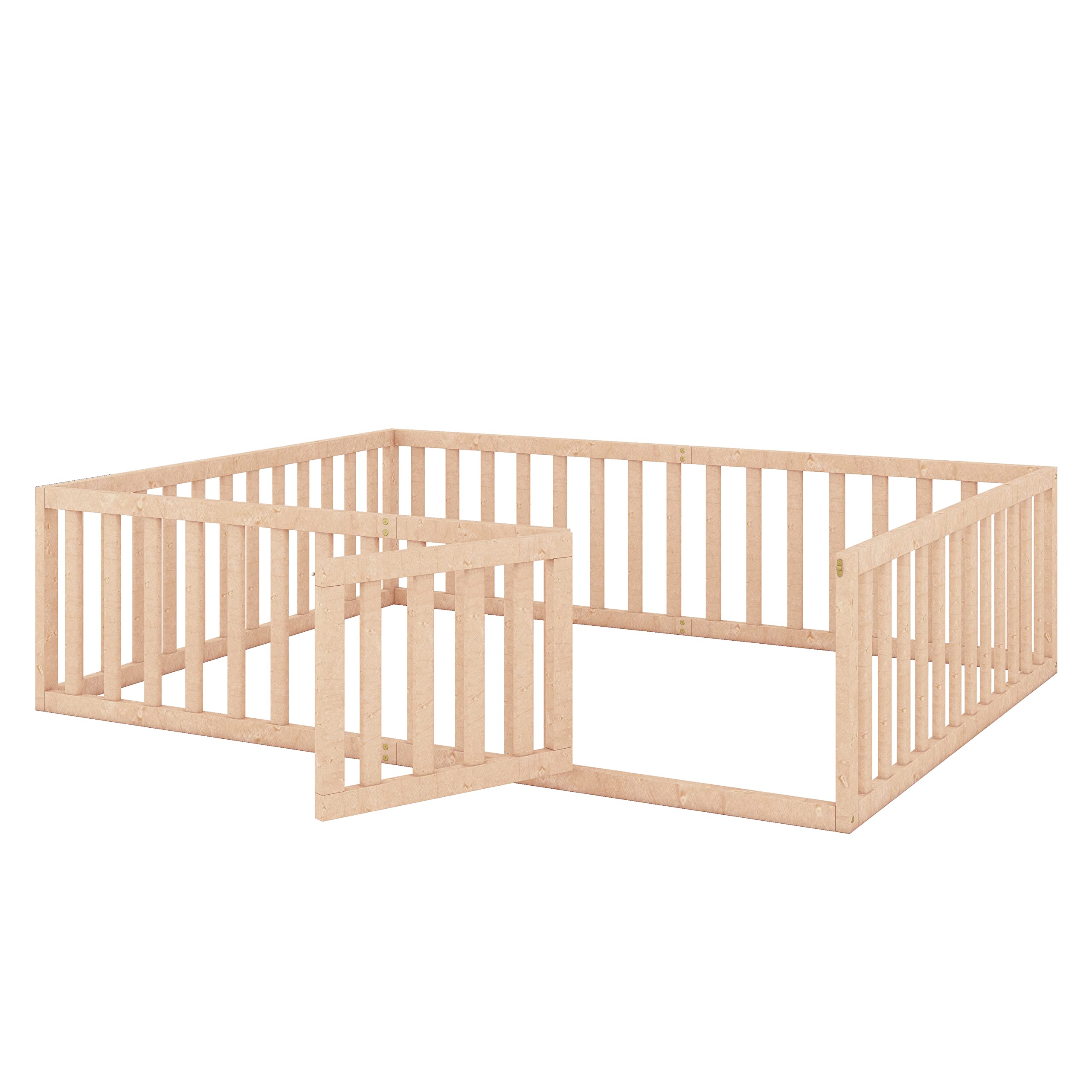 Queen Floor Bed with Fence and Door