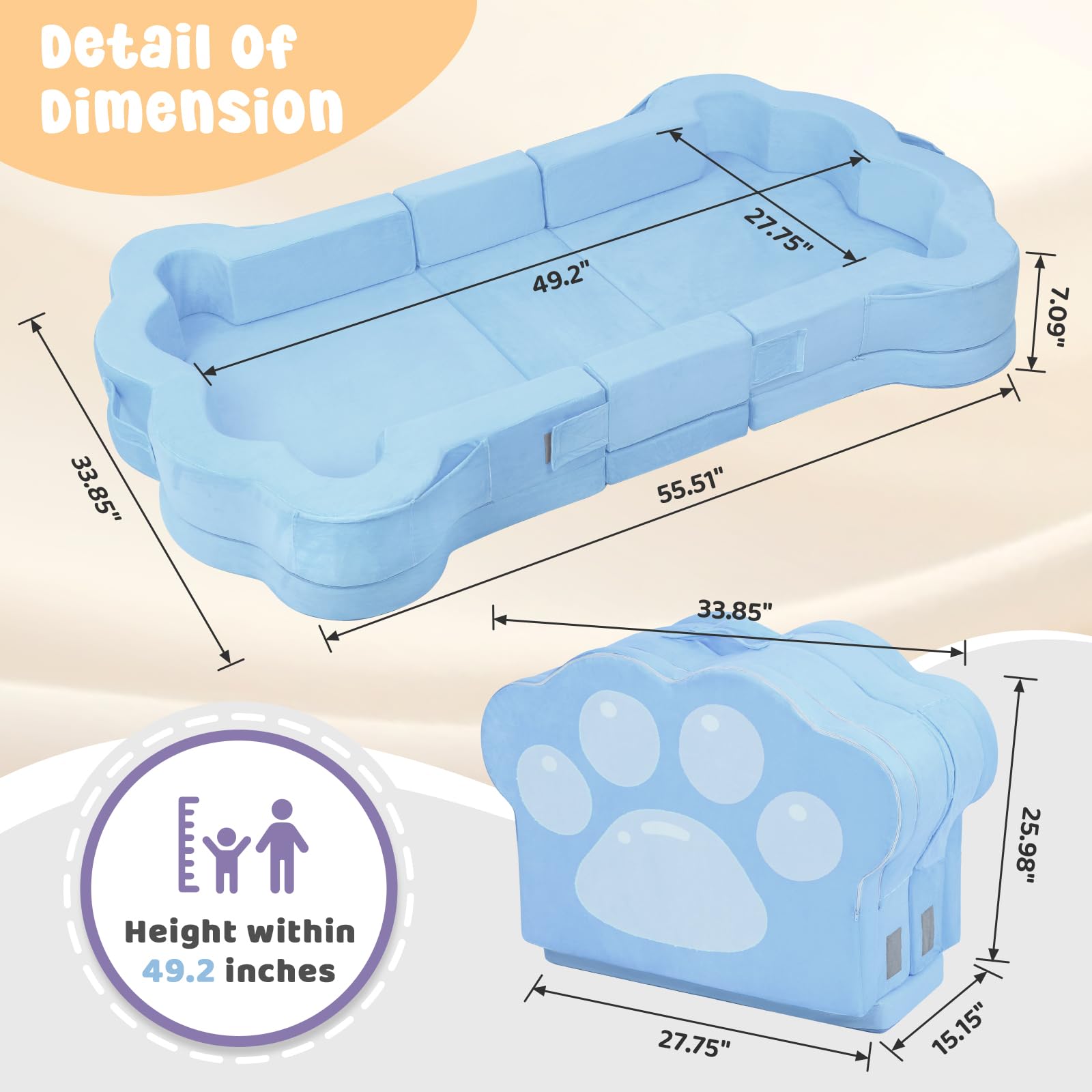 Foldable Portable Toddler Travel Bed with Washable Cover