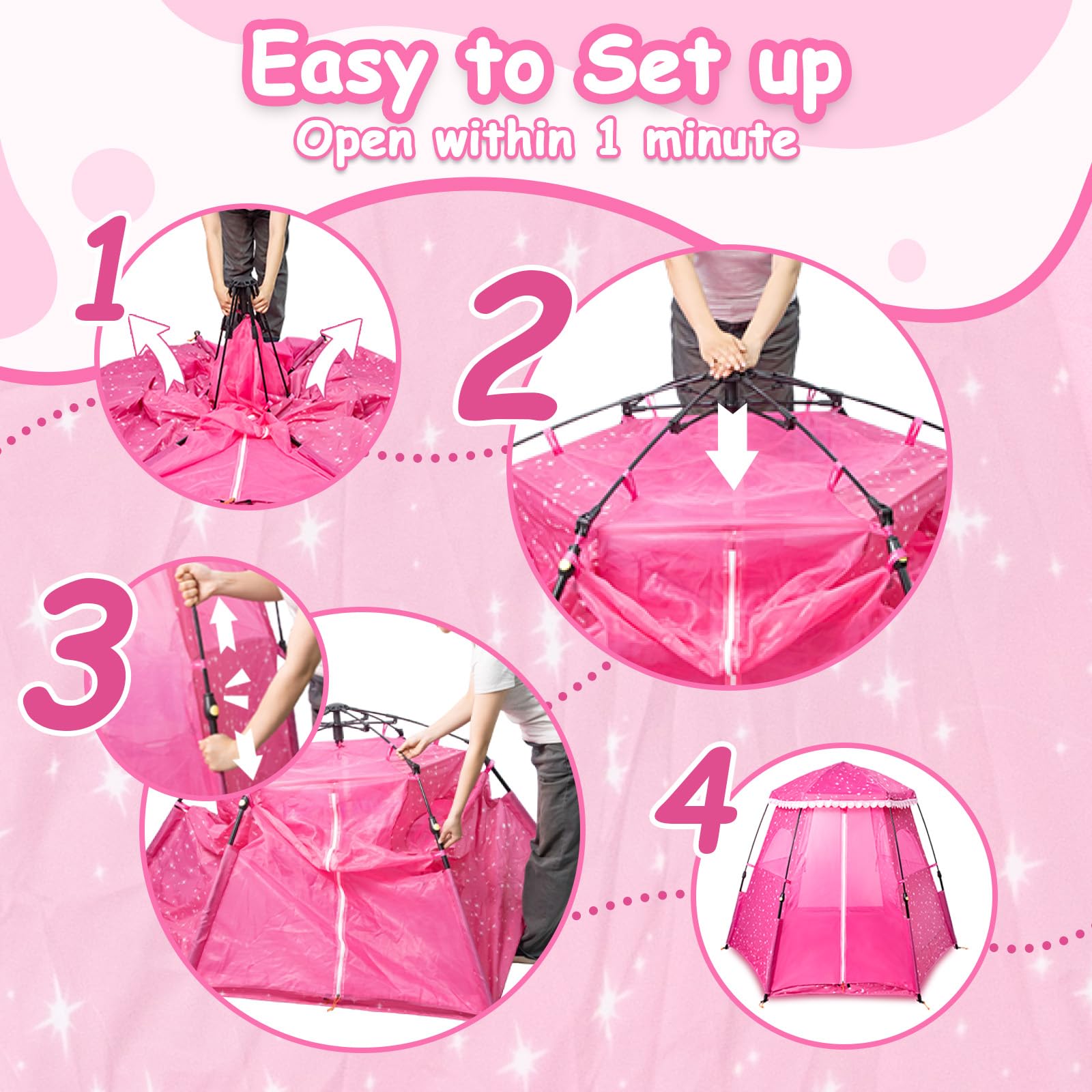 Princess Pop-Up Play Tent for Girls Indoor Outdoor