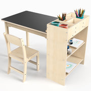 Kids Art Table and Chair Set, Sturdy Beech Wood Study Desk