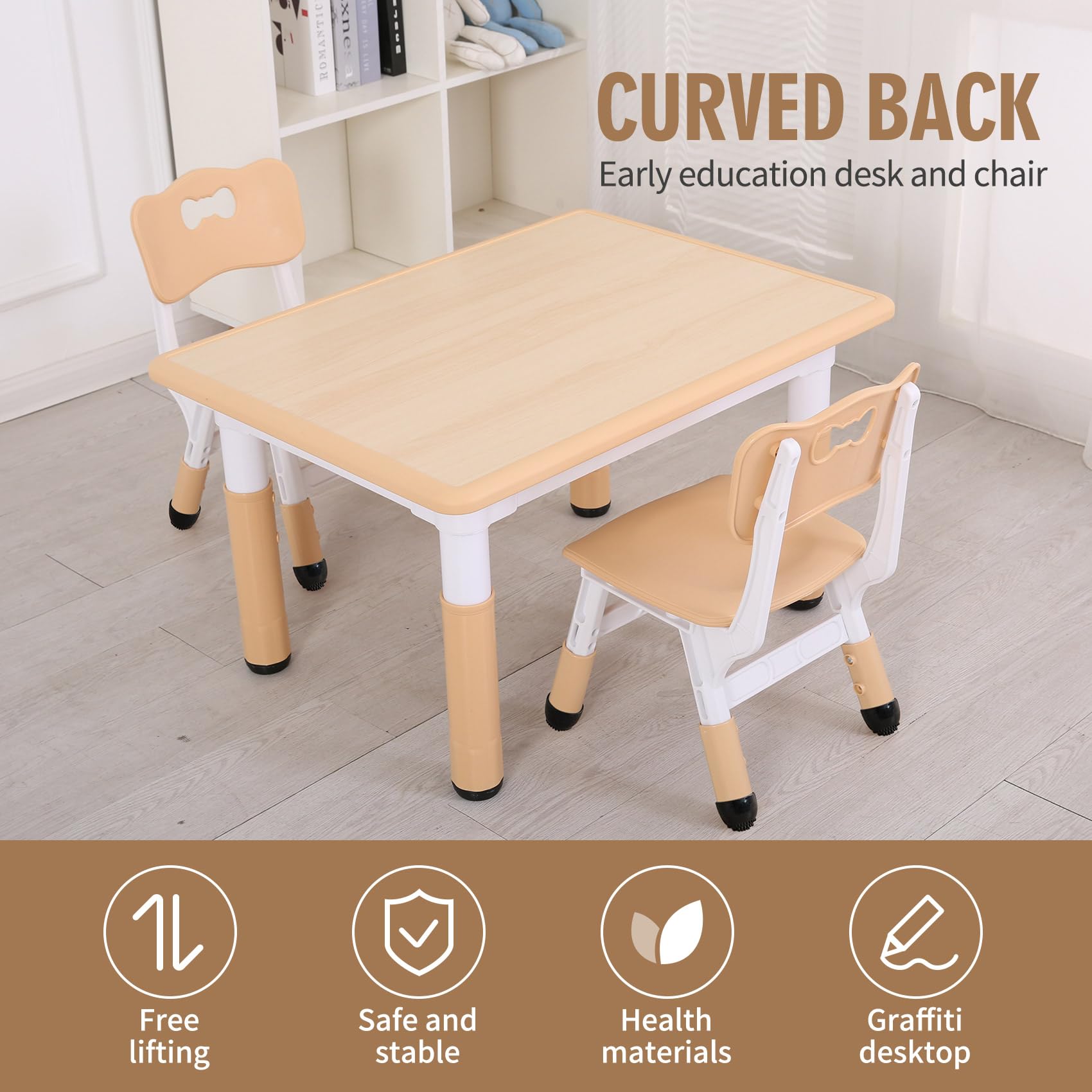 Height Adjustable Kids Table and Chairs Set