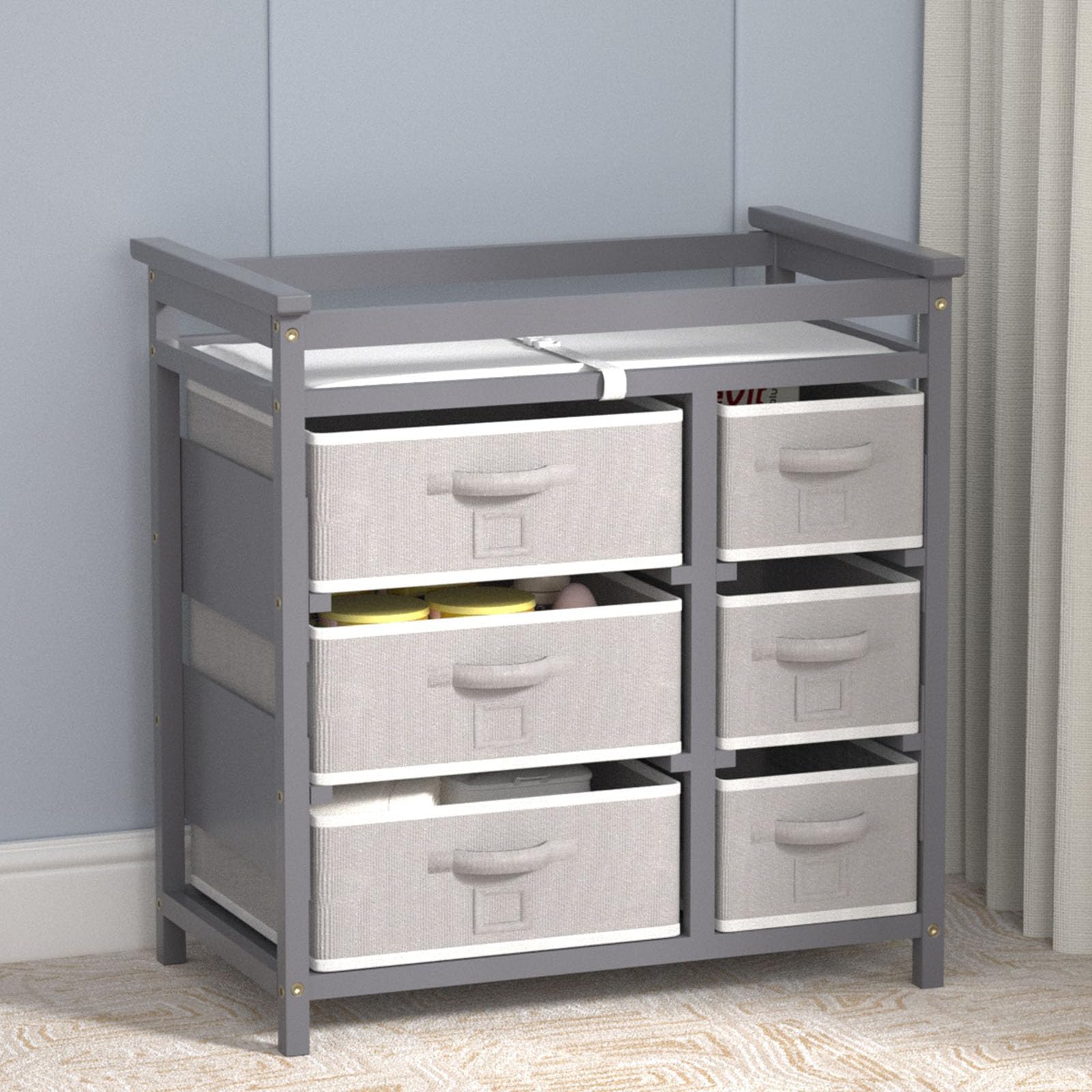 Baby Changing Table with 6 Drawers Storage Station