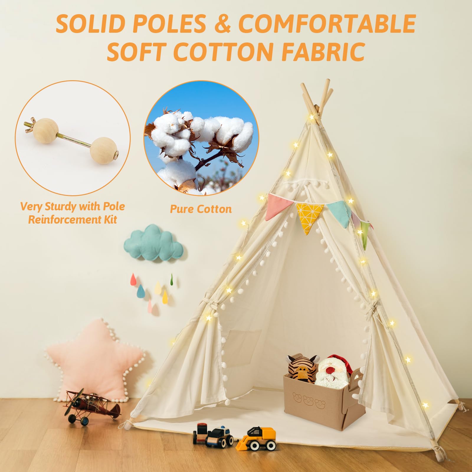 Kids Teepee Tent with Mat and Accessories