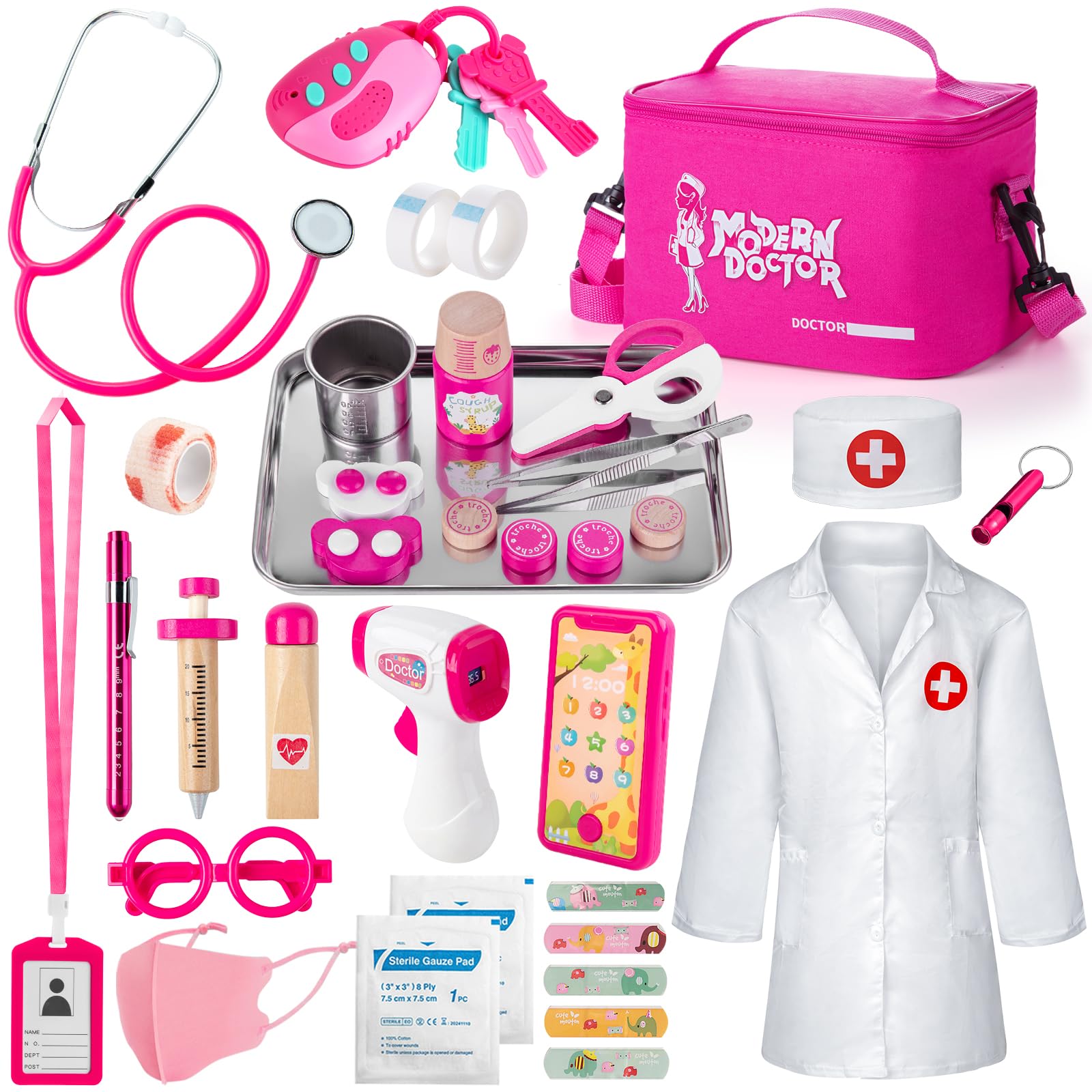 octor Kit for Girls, 34 Pcs Pretend Play Doctor Set，Doctor kit for Toddlers