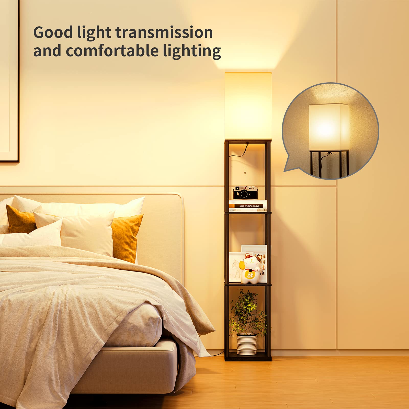 Modern Floor Lamp with Storage Shelves