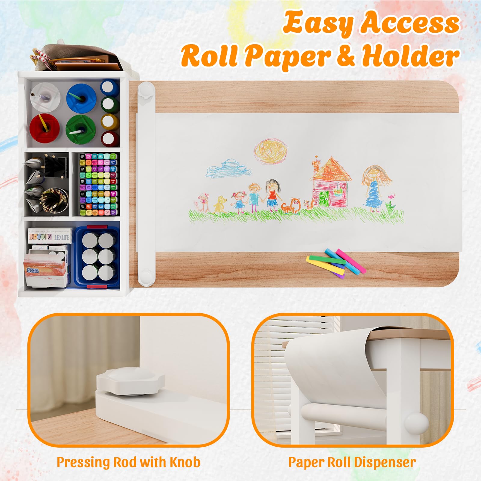Kids Art Table and Chair Set with Storage
