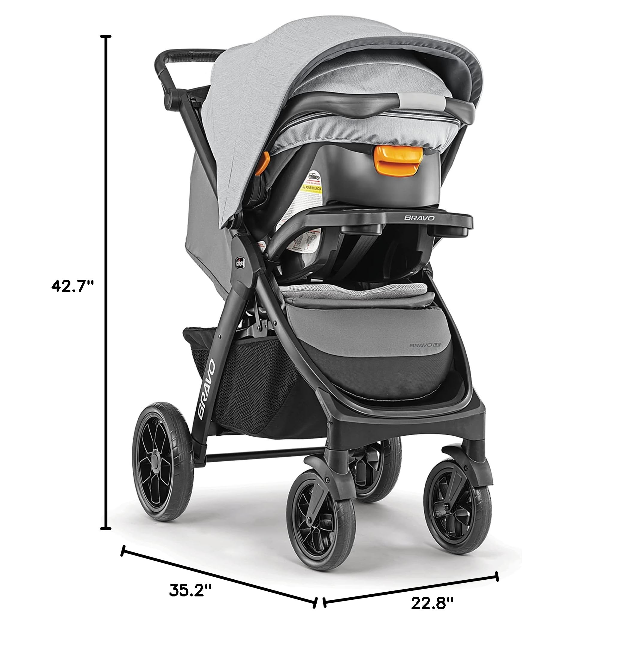 Bravo LE Trio Travel System, Bravo LE Quick-Fold Stroller with KeyFit 30 Zip Infant Car Seat