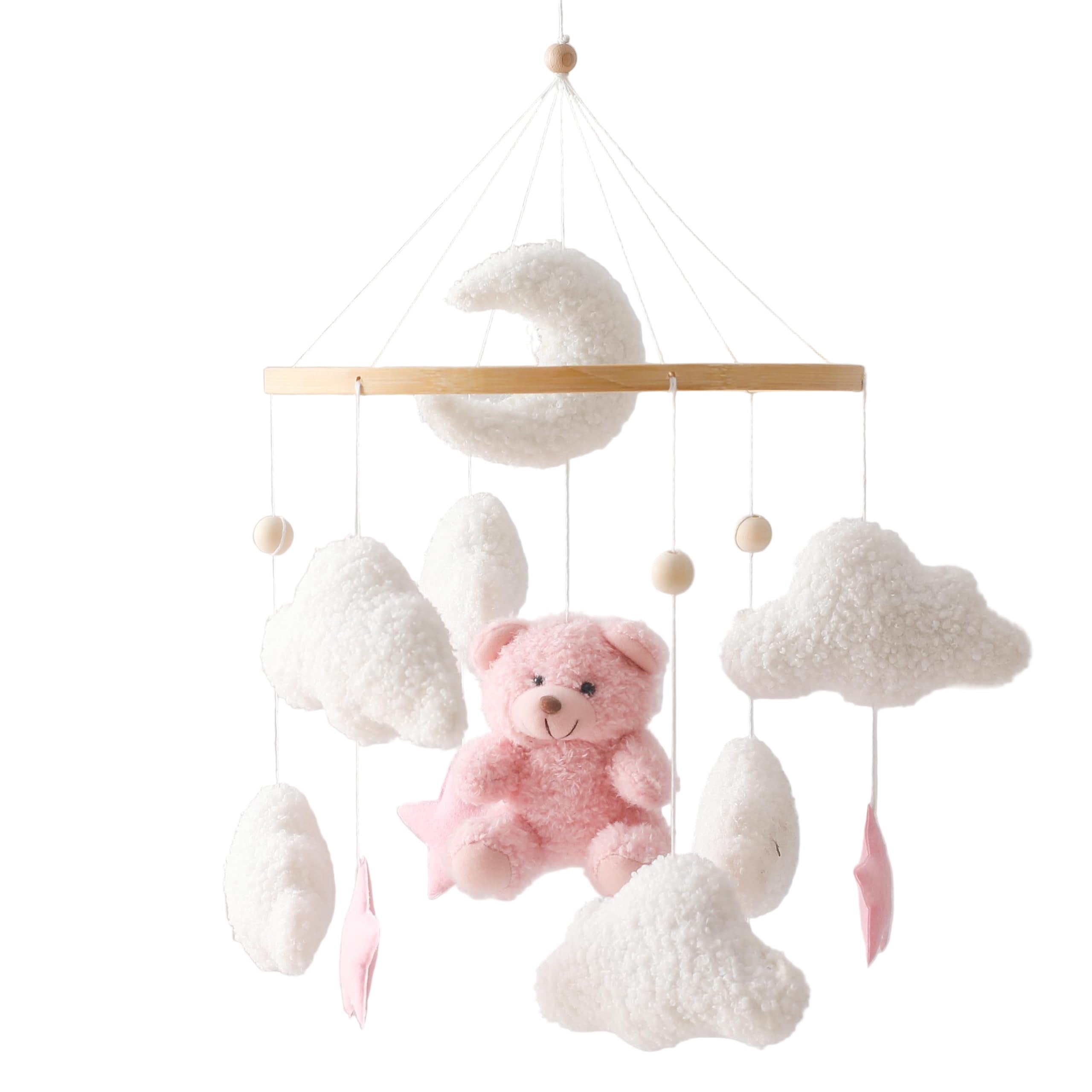 Baby Crib Mobile Bear Nursery Mobile for Boys Girls Teddy Velvet Mobile Nursery