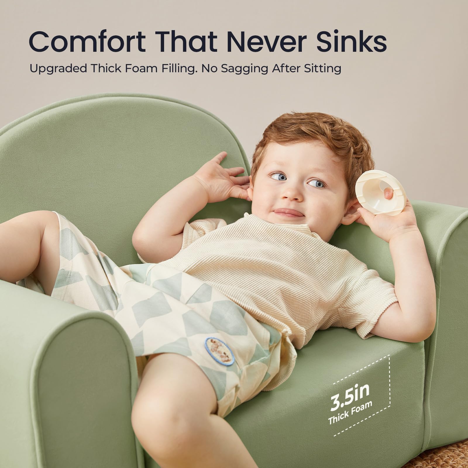Foldable Kids Sofa Couch with Storage Pockets