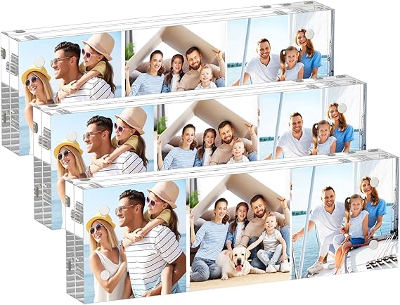 4x4 Acrylic Picture Frames 3 Pack, 20% Thicker Block
