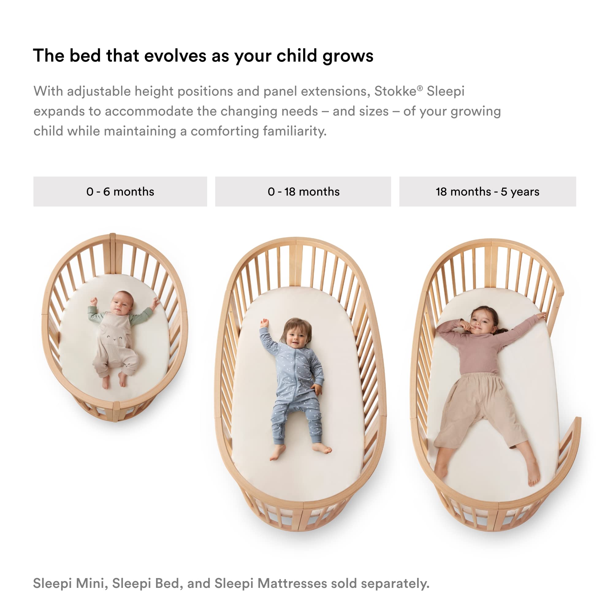 Stokke Sleepi Mini Bed Skirt by Pehr, Grey - Compatible with Stokke Sleepi Mini - Available in Numerous Colors - Machine Washable, Soft Organic Cotton