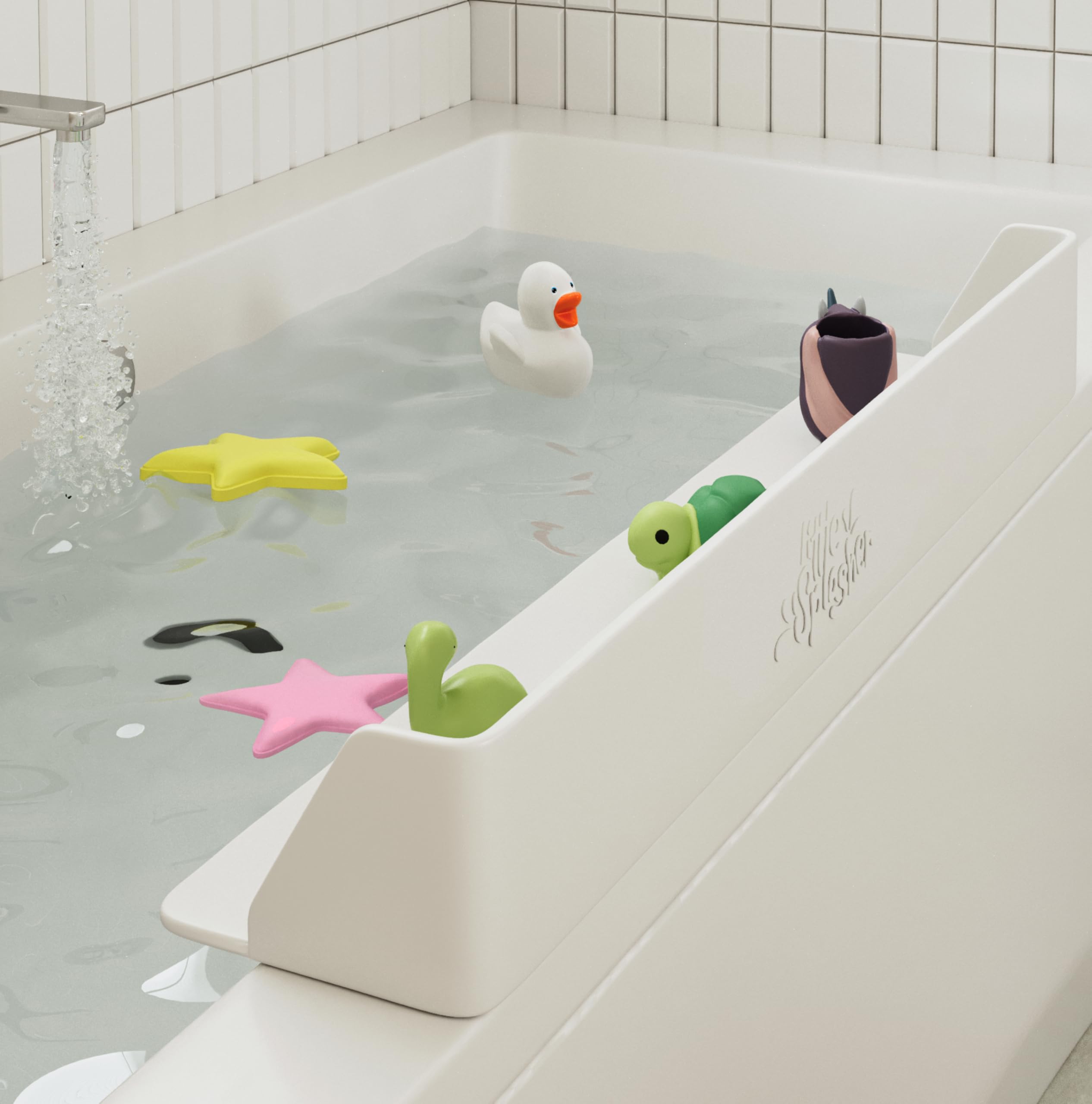Splasher PlayPad, Bathtub Splash Guard Play Shelf - Toy Tray Caddy
