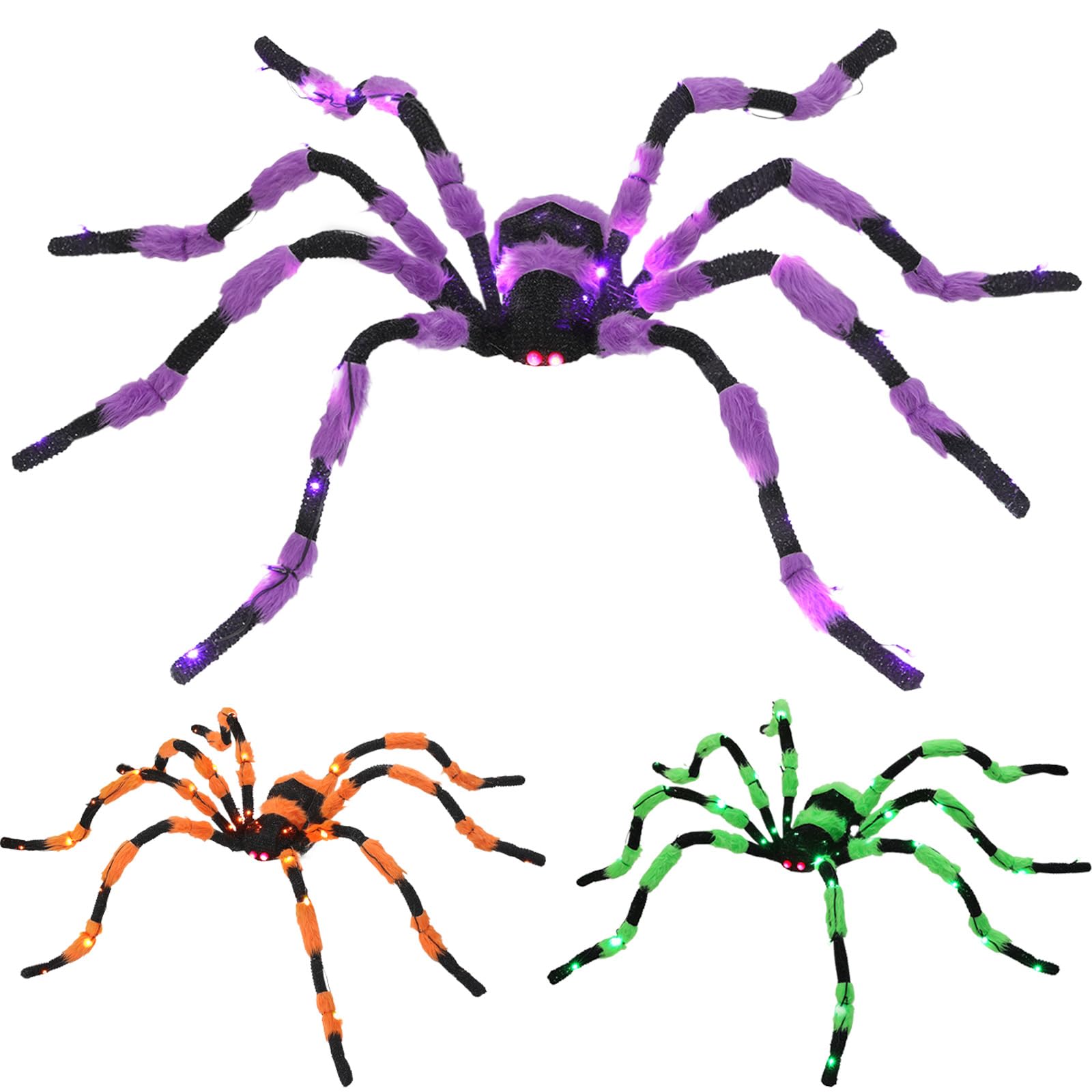 Decorations, 60” Big Black Lighted Halloween Spider with Red Eyes