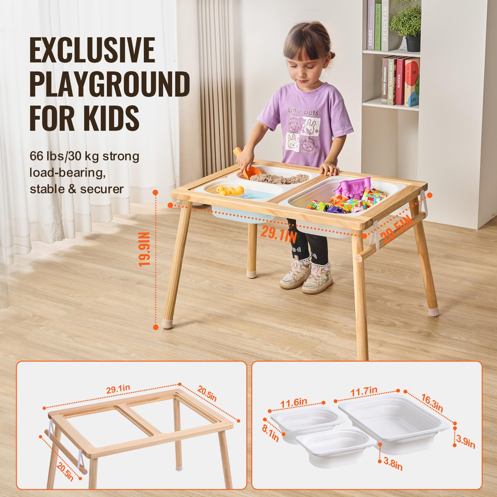 Kids Sensory Activity Table with Storage Bins and Paper Roll Holder