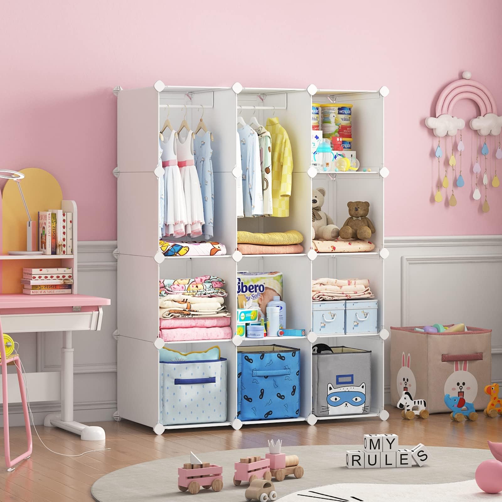 Baby Closet Organizer with Hanging Rod