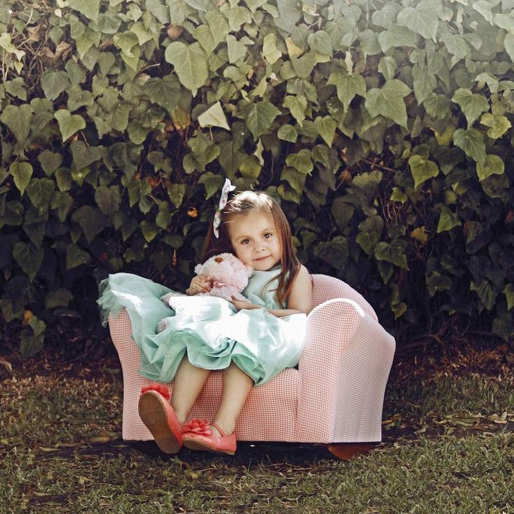 Kids Gingham Rocking Chair Pink Microsuede Ages 2-5