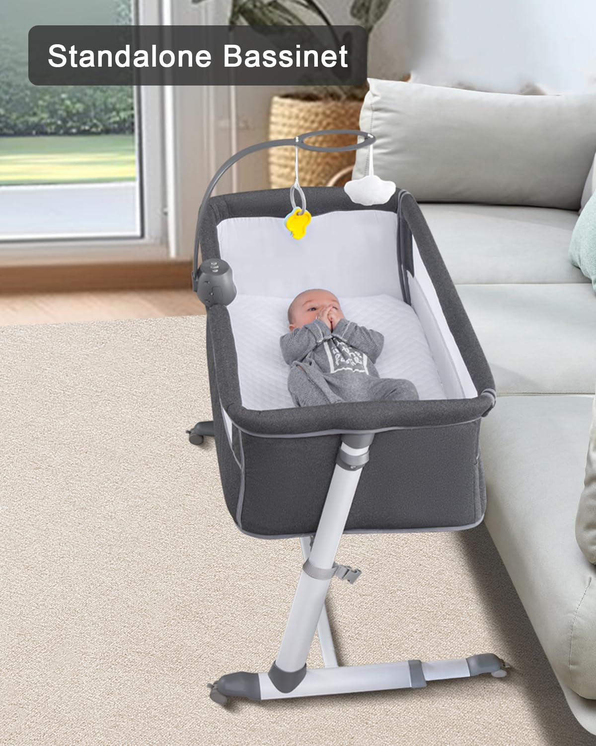 Bedside Bassinet with Wheels and Music Box