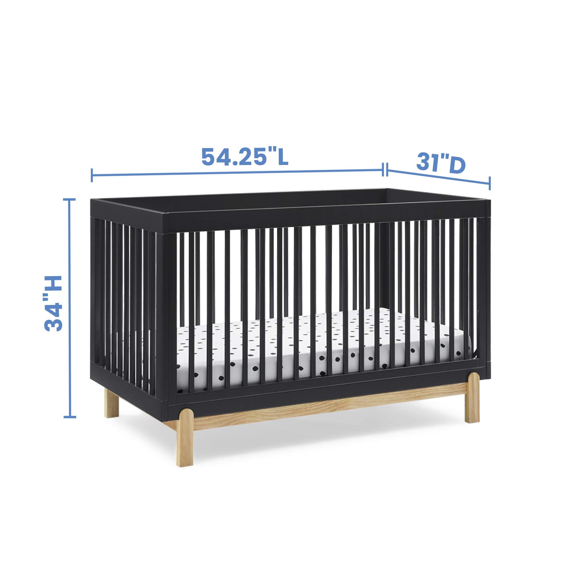 4-in-1 Convertible Crib with Adjustable Mattress Height