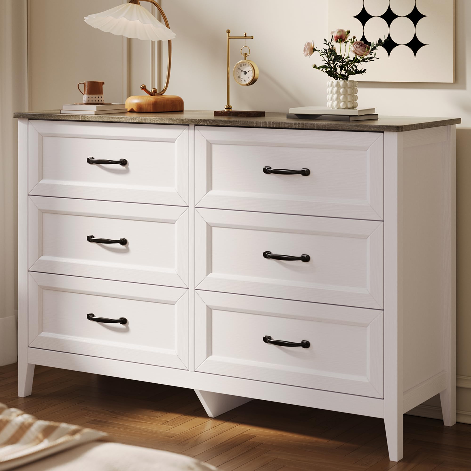 6 Drawer Dresser with Metal Handles