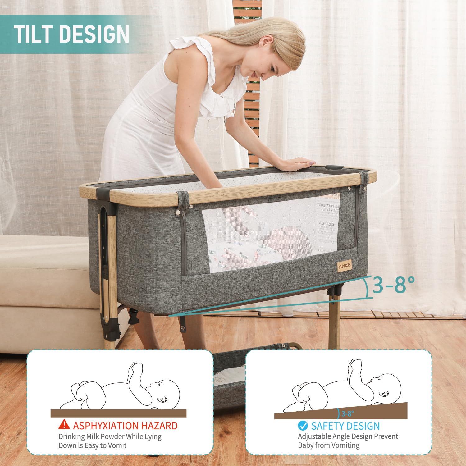 3-in-1 All-Mesh Baby Bassinet Bedside Sleeper