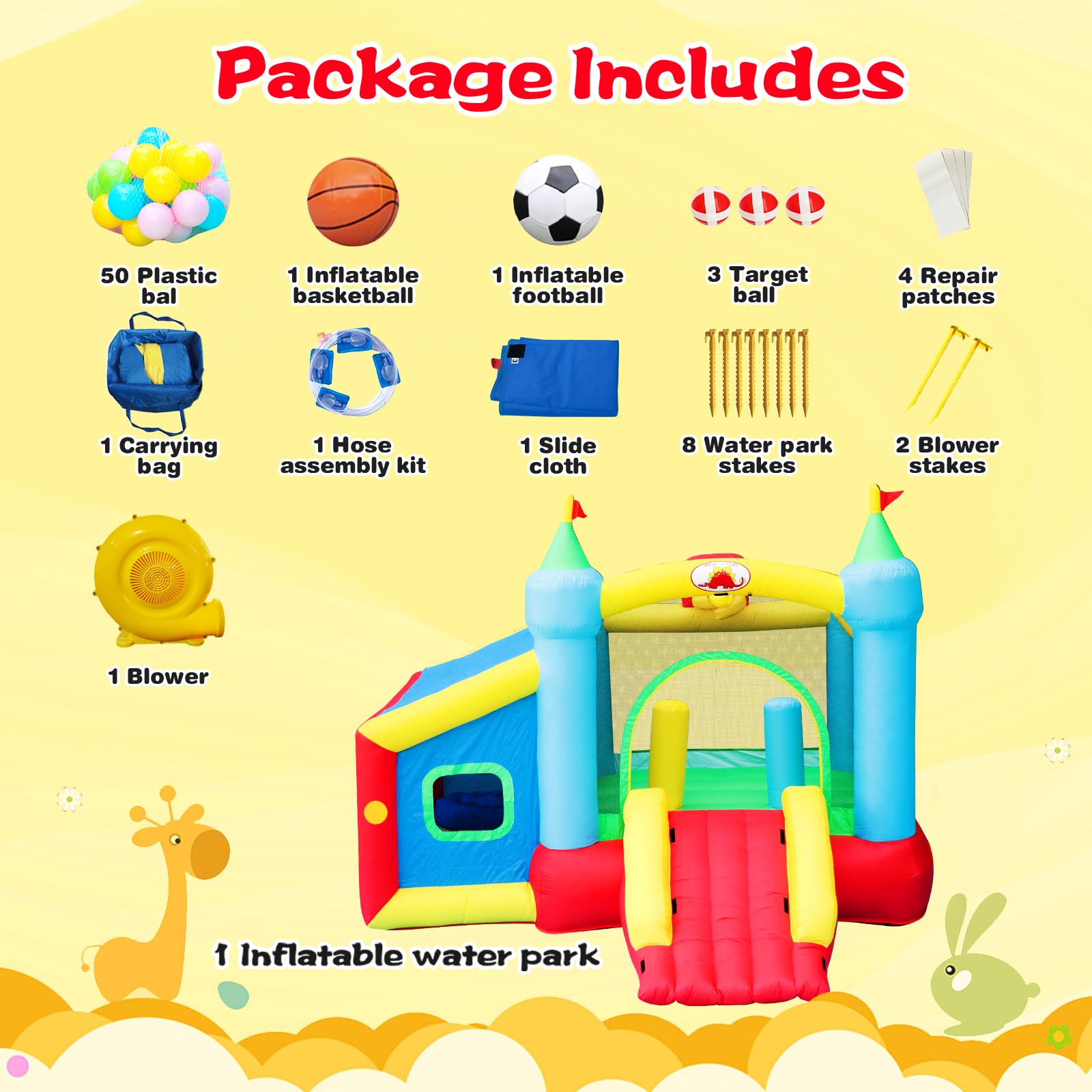 Inflatable Bounce House with Water Slide and Ball Pit