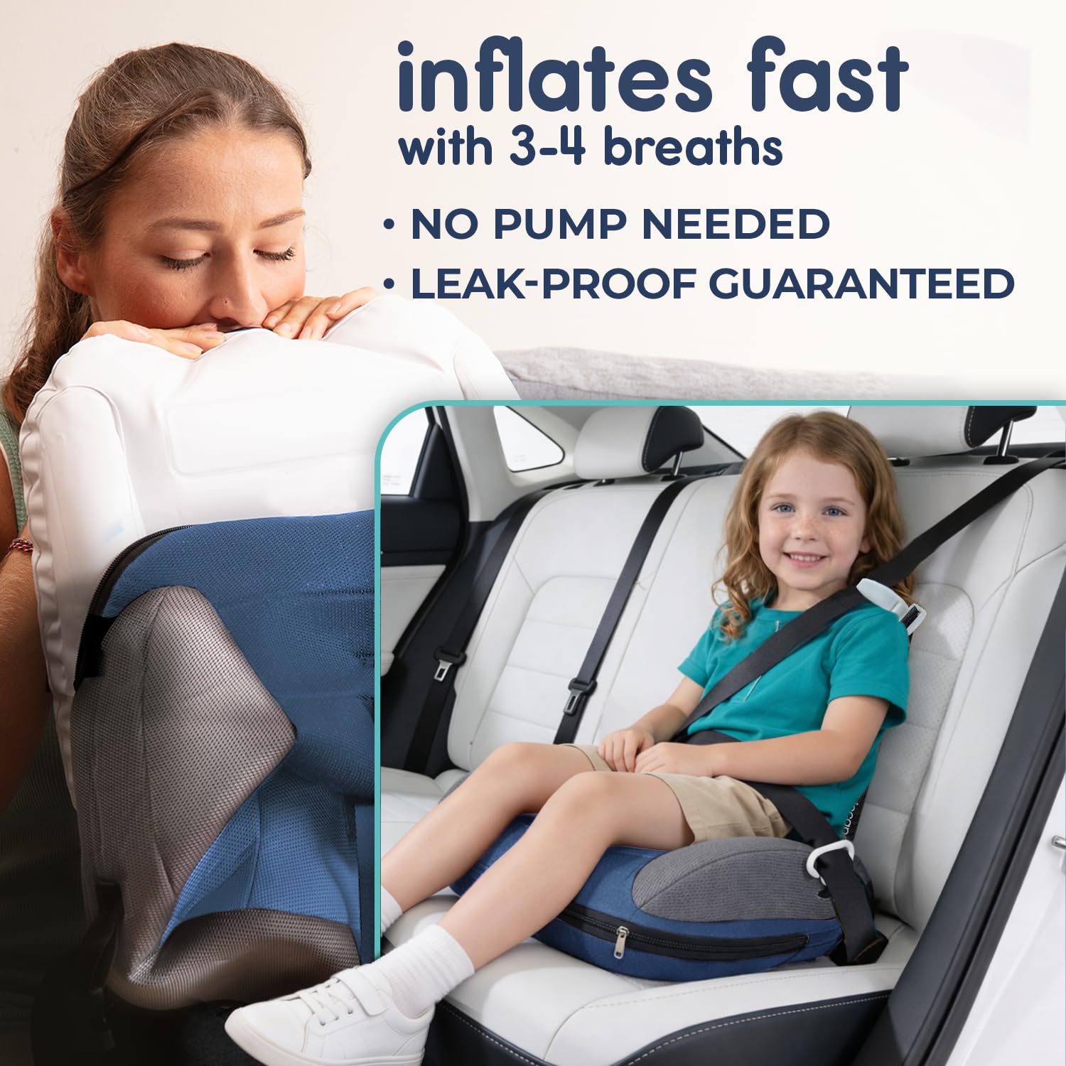 Inflatable Booster Car Seat - Portable Travel Booster for Kids