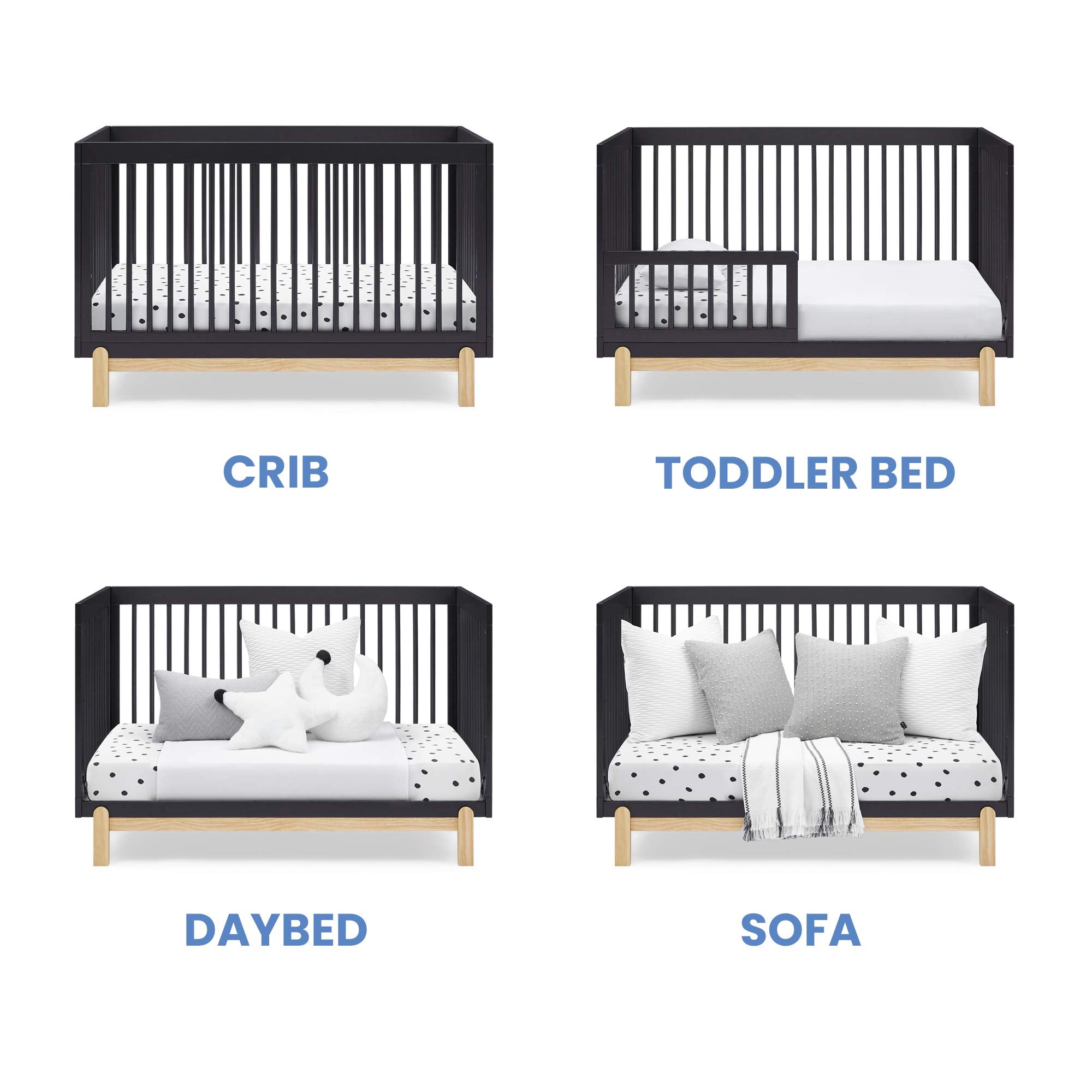 4-in-1 Convertible Crib with Adjustable Mattress Height