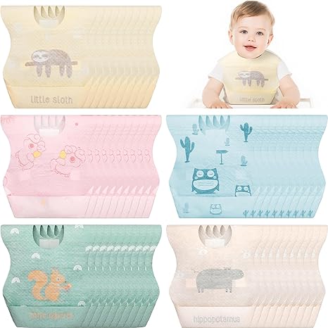 100 Pcs Disposable Baby Bibs Individual Wrapped Travel Bibs