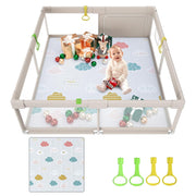 Baby Playpen with Mat, 59x59inch Playpen for Babies and Toddlers, Kids Play Pen