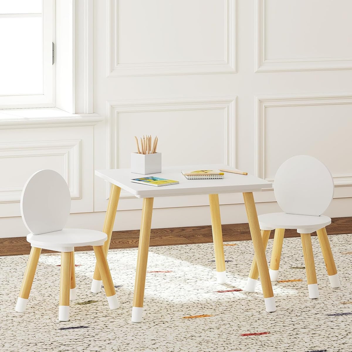 Table with 2 Chairs Set for Toddlers, Boys, Girls, 3 Piece Kiddy