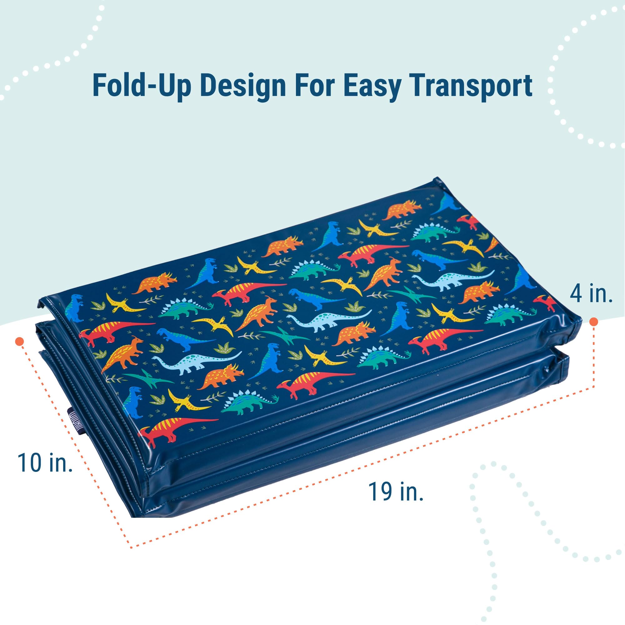 Wildkin Kids Vinyl Nap Mat – Foldable, Durable Rest Mat for Daycare & Preschool - Jurassic Dinosaurs