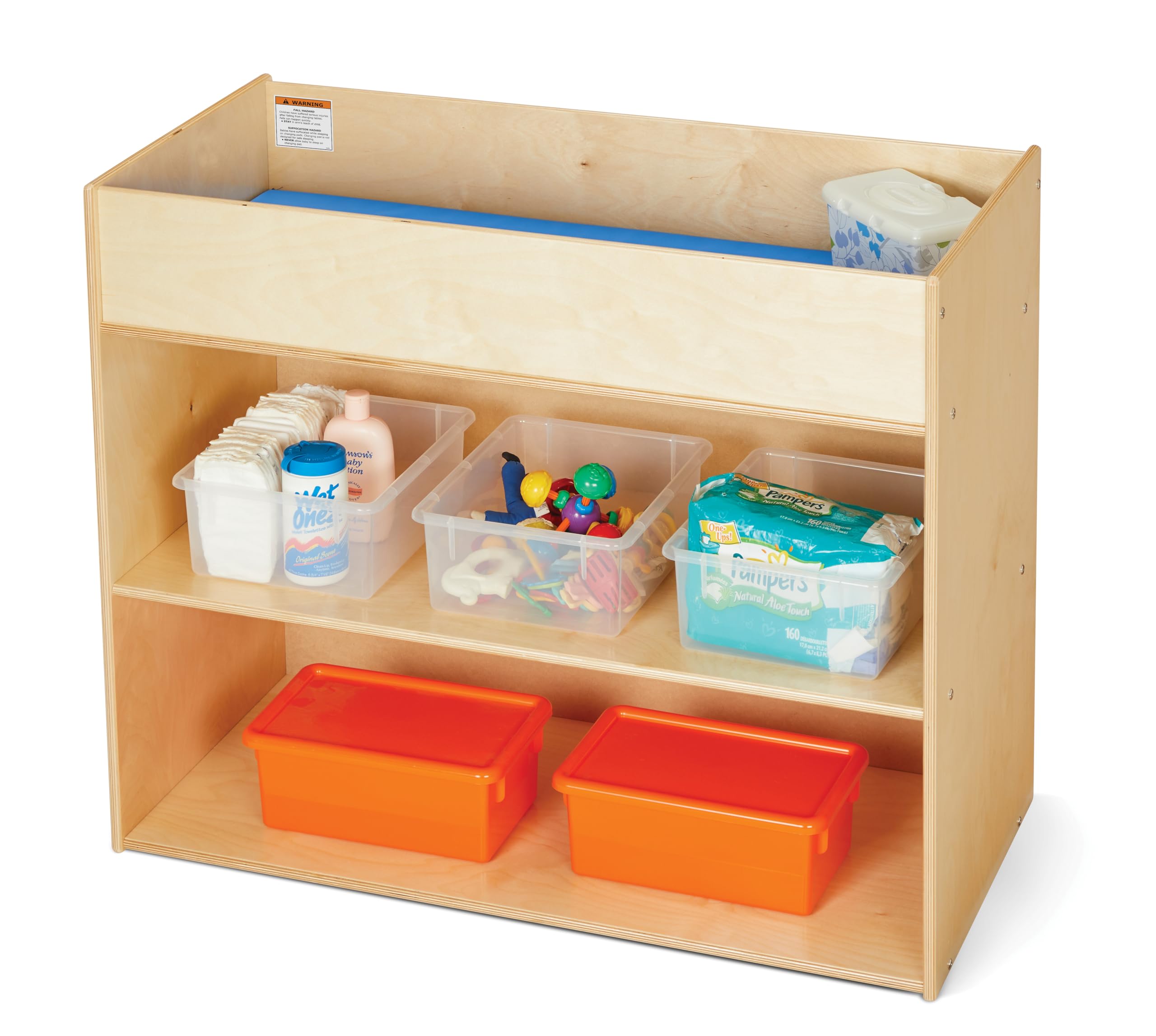 Changing Table with Storage Shelves and Safety Rails